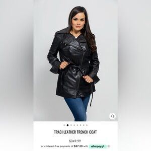 Whet Blu TRACI Mid-Length Leather Trench Coat Jacket Black Women's Size XXXL 3XL